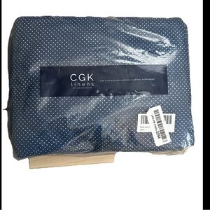 CGK UNLIMITED Navy Blue Polka-Dot ‘Ultra Soft’ Duvet Bedding Set-FULL SIZE